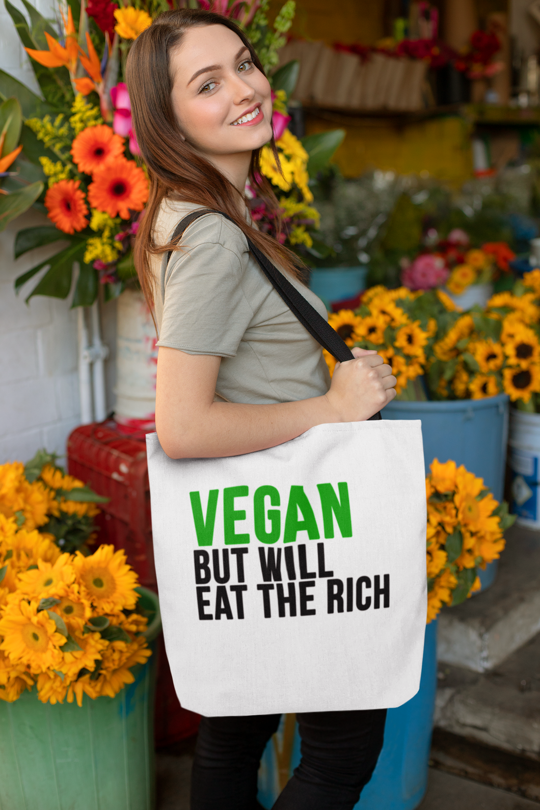 Vegan but Will EAT THE RICH Tote Bag